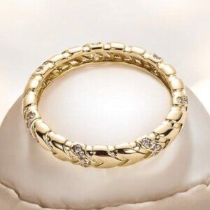 14k gold Chevron Style Gold CZ Stacking Ring